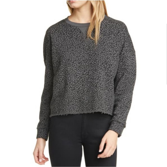 NWT ATM French Terry Leopard Sweatshirt Asphalt Black Grey Oversized size XS - Picture 2 of 13